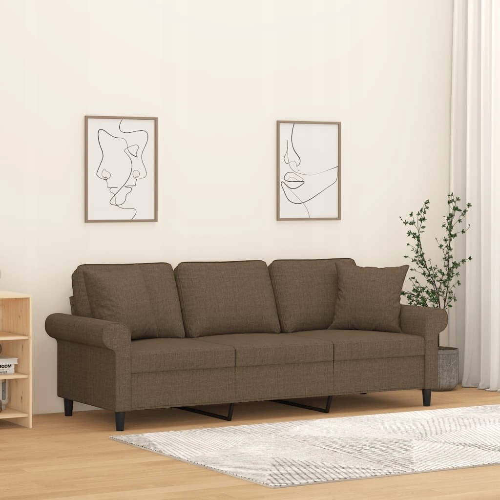 3-OSOBOWA SOFA WYPOCZYNKOWA Z PODUSZKAMI BRĄZOWA 1