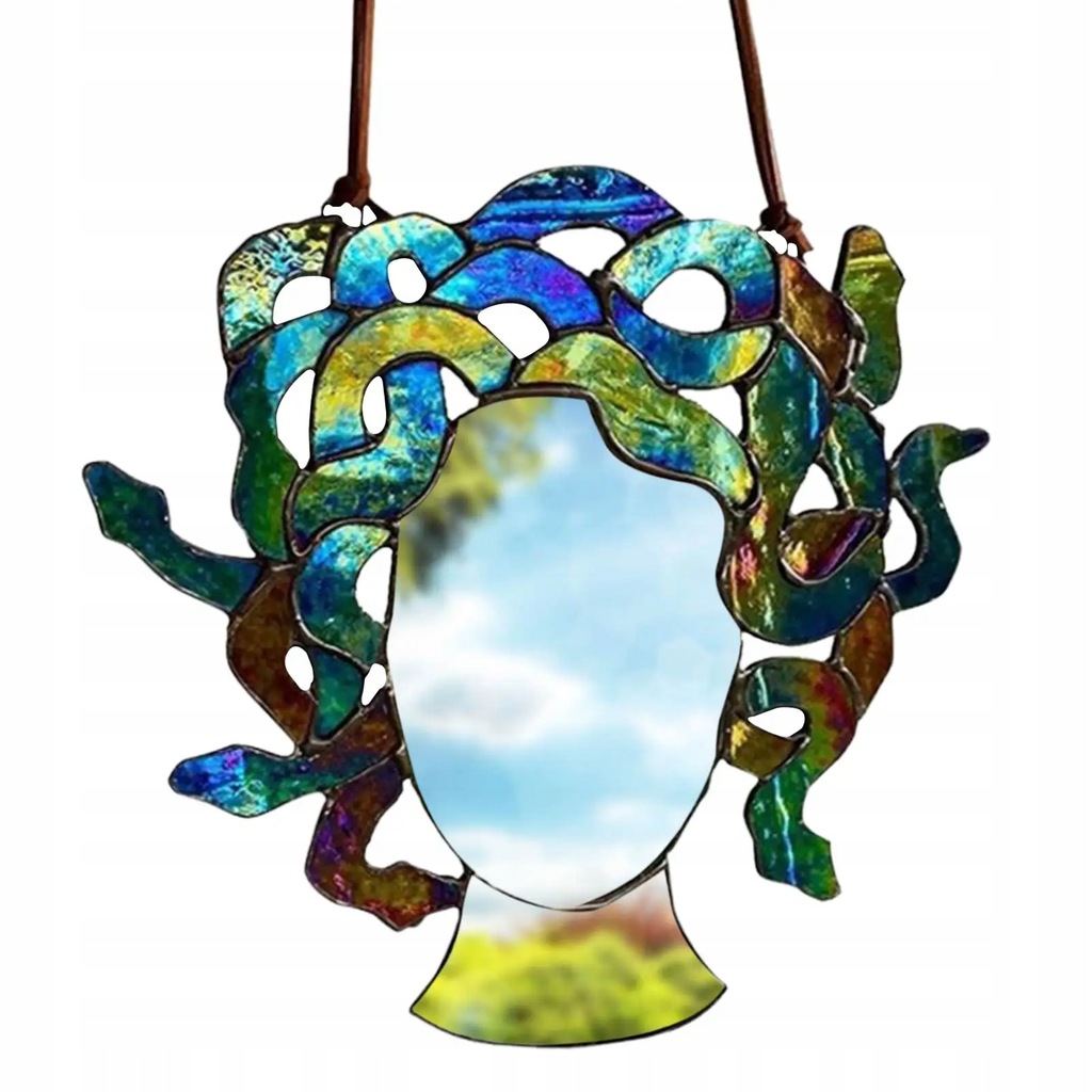 Unikalne witrażowe lustro Medusa Trwałe kolorowe M