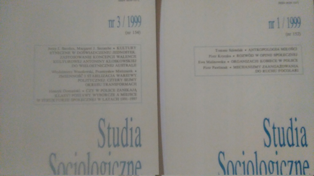 3X STUDIA SOCJOLOGICZNE 1/1999 3/1999 4/2000