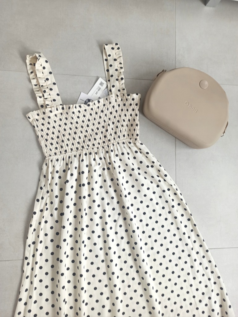 Zara sukienka m 38 groszki len wiskoza długa boho