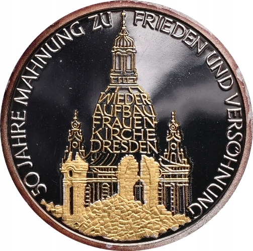 37. Niemcy, RFN, 10 marek 1995 J, Odbudowa Drezna, złocona PROFF