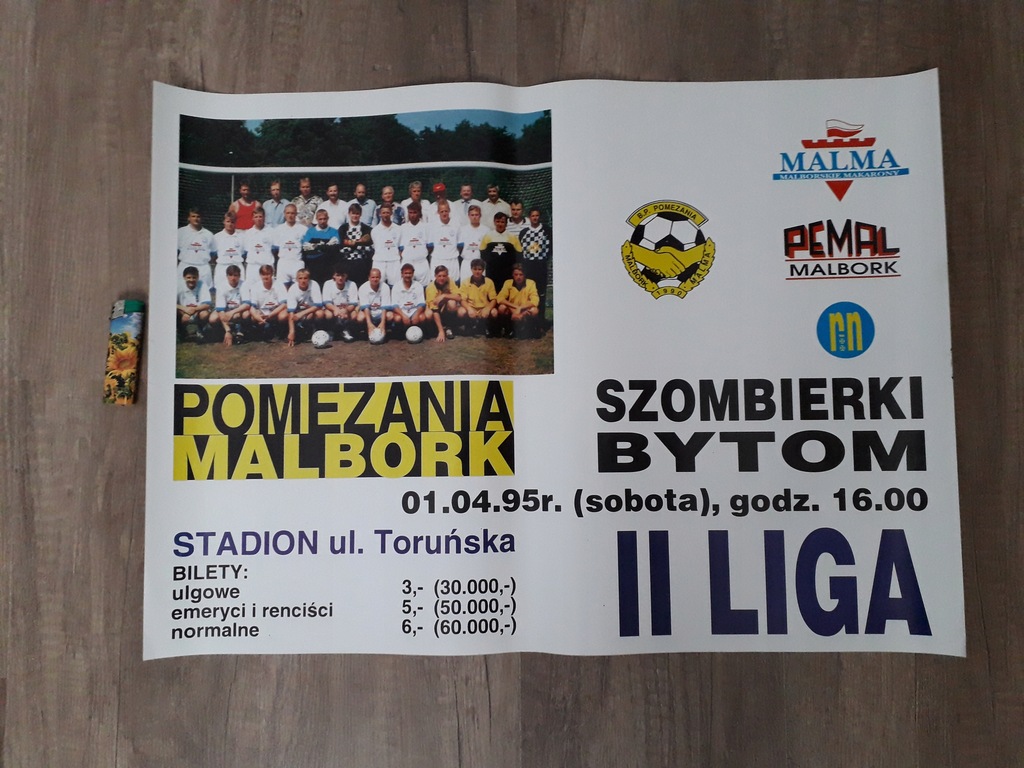 AFISZ Z MECZU SZOMBIERKI BYTOM 1995r