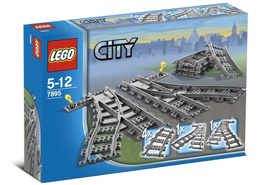 Używane klocki LEGO City Train Pociąg Zwrotnice kolejowe i zakręty 7895