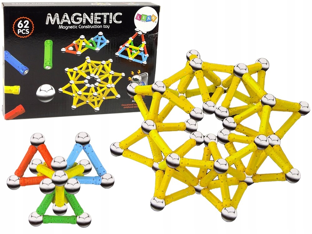 Zestaw Klocki Magnetyczne Magnetic 62 Elementy