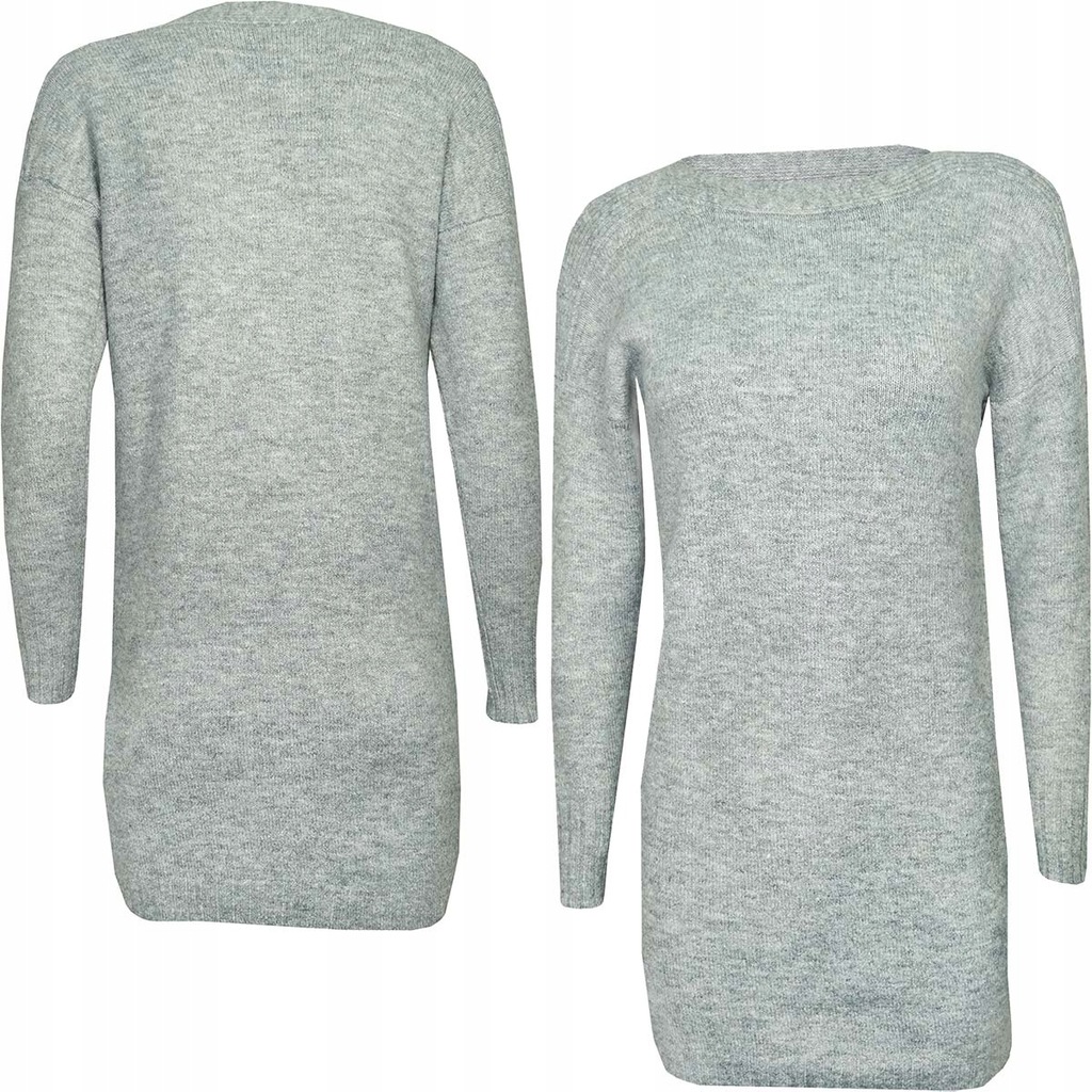 Reserved Szary Długi Kobiecy Sweter Sukienka S 36