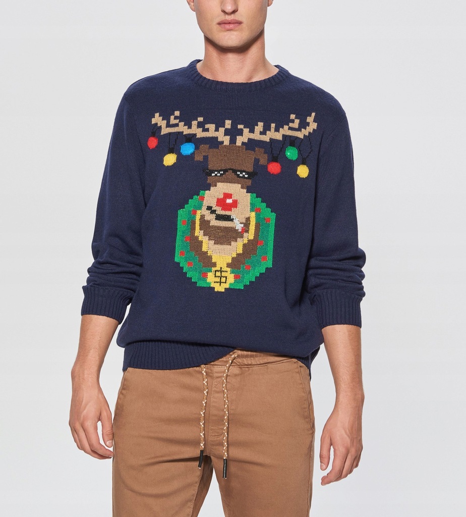 Sweter Świąteczny Xmas z reniferem L K3382 prezent