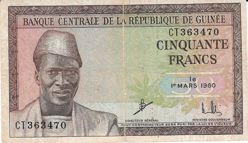 Gwinea 50 francs 1960r rzadszy