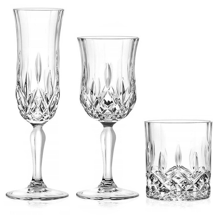 RCR Opera kryształowy komplet szkła na PREZENT zestaw kieliszki szklanki 18