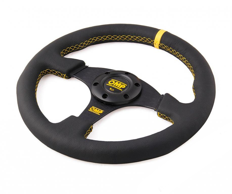 Sportowa kierownica płaska 33cm SKÓRA momo omp