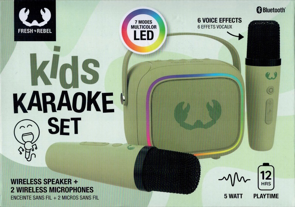 ZESTAW KARAOKE LED BLUETOOTH BEZPRZEWODOWY 2 MIKROFONY + GŁOŚNIK ZIelony