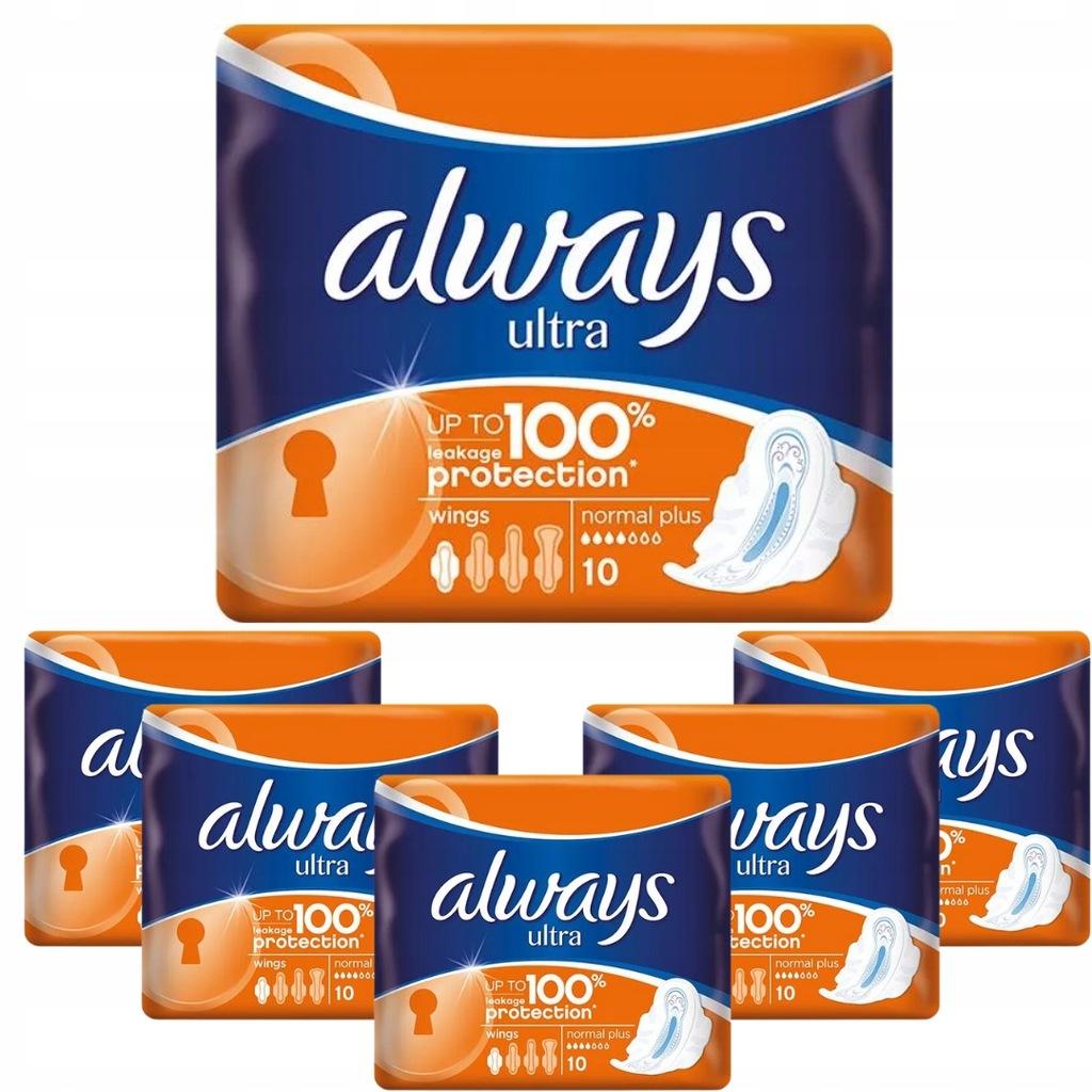 Podpaski Higieniczne Always Ultra Normal Plus (10 sztuk) x 6 opakowań