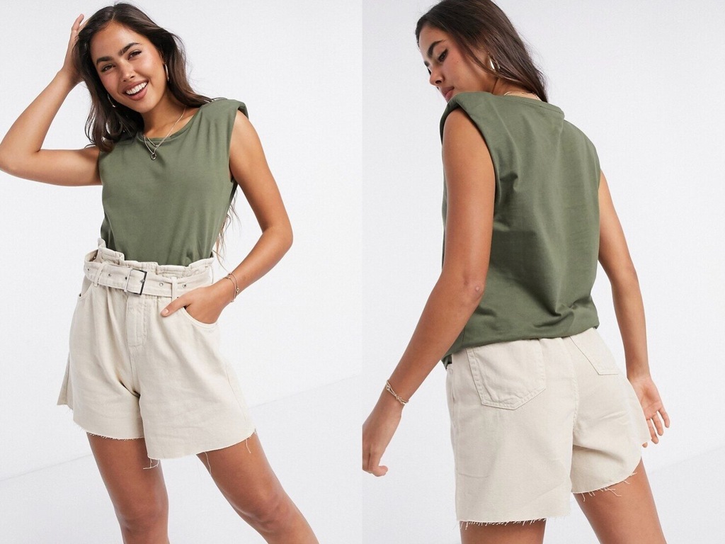 Mango T-shirt w kolorze khaki z poduszkami S