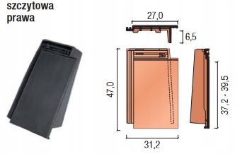 KORAMIC OREA9 dachówka skrajna PRAWA antr mat ang