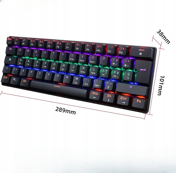 Купить МЕХАНИЧЕСКАЯ КЛАВИАТУРА 60% RGB-СВЕТОДИОД ИГРОВАЯ, ЧЕРНАЯ ...