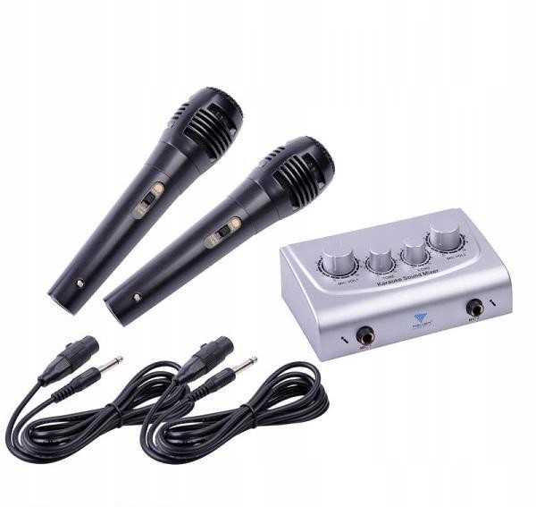 Zestaw karaoke - mikser + 2 mikrofony - MIK0115