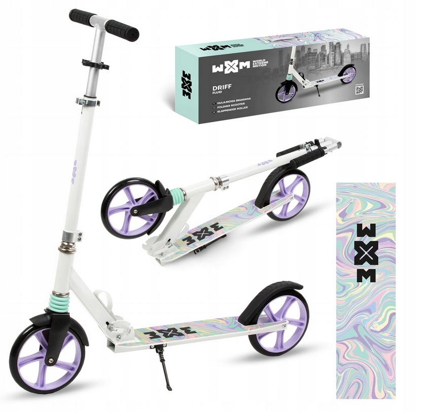 WXM HULAJNOGA MIEJSKA SKŁADANA DUŻA KOŁA 200MM AMORTYZATOR Driff Fluid