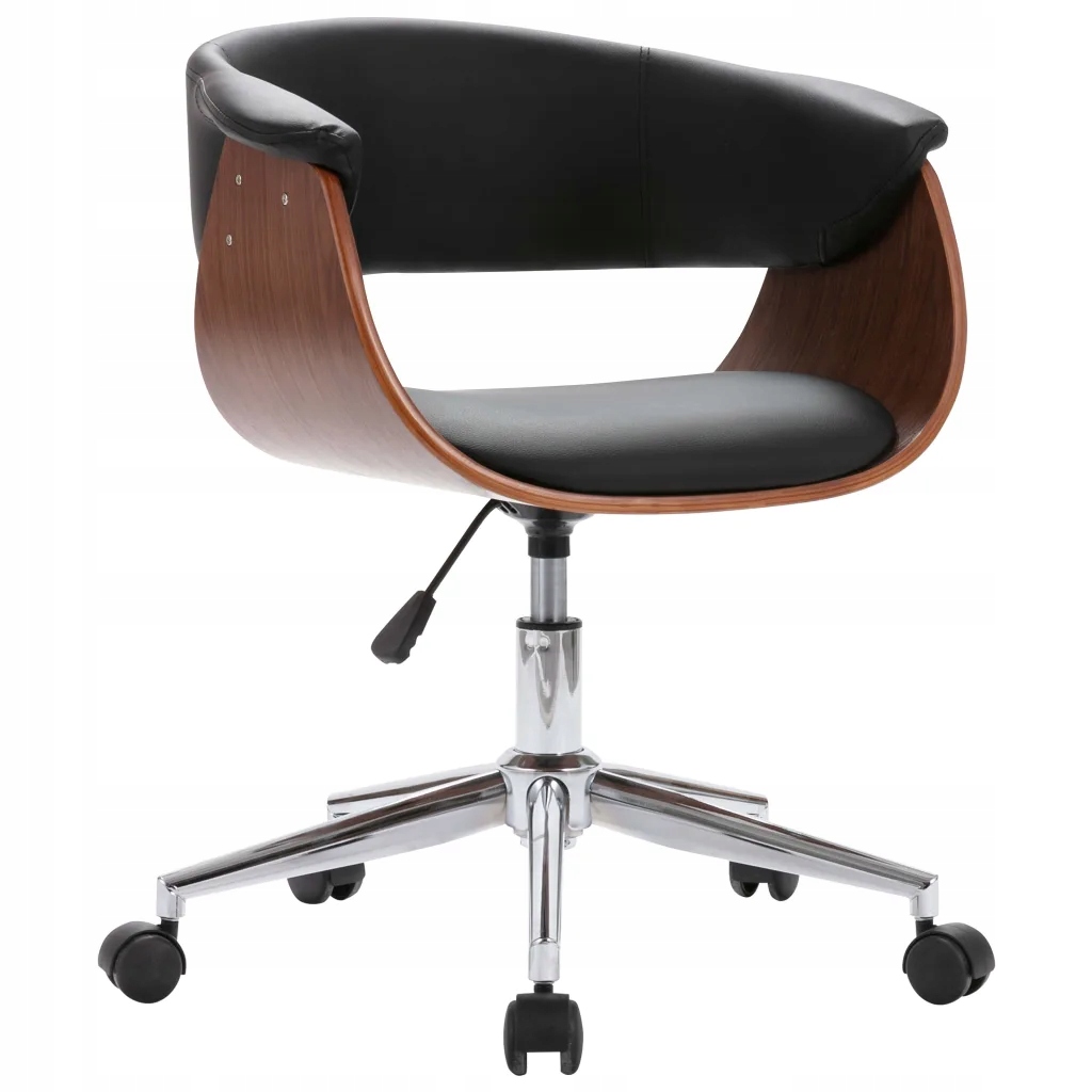 Obrotowe krzesło biurowe, czarne, gięte drewno i