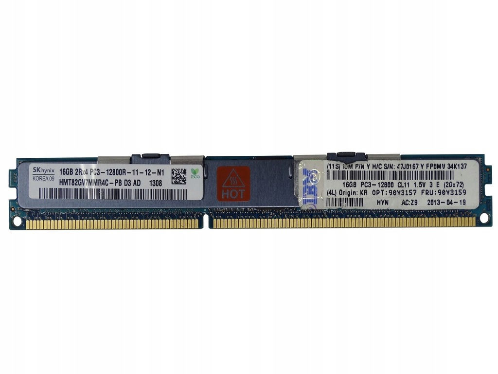 Pamięć RAM IBM 16GB 2Rx4 PC3-12800R VLP 47J0167
