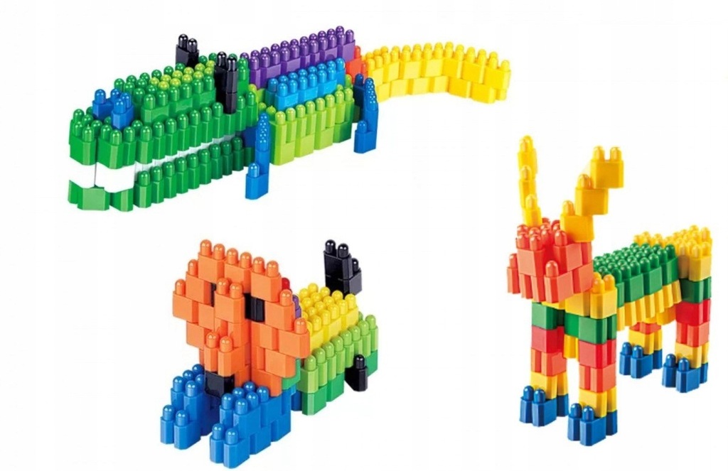 Klocki puzzle edukacyjne 160 elementów kolorowe