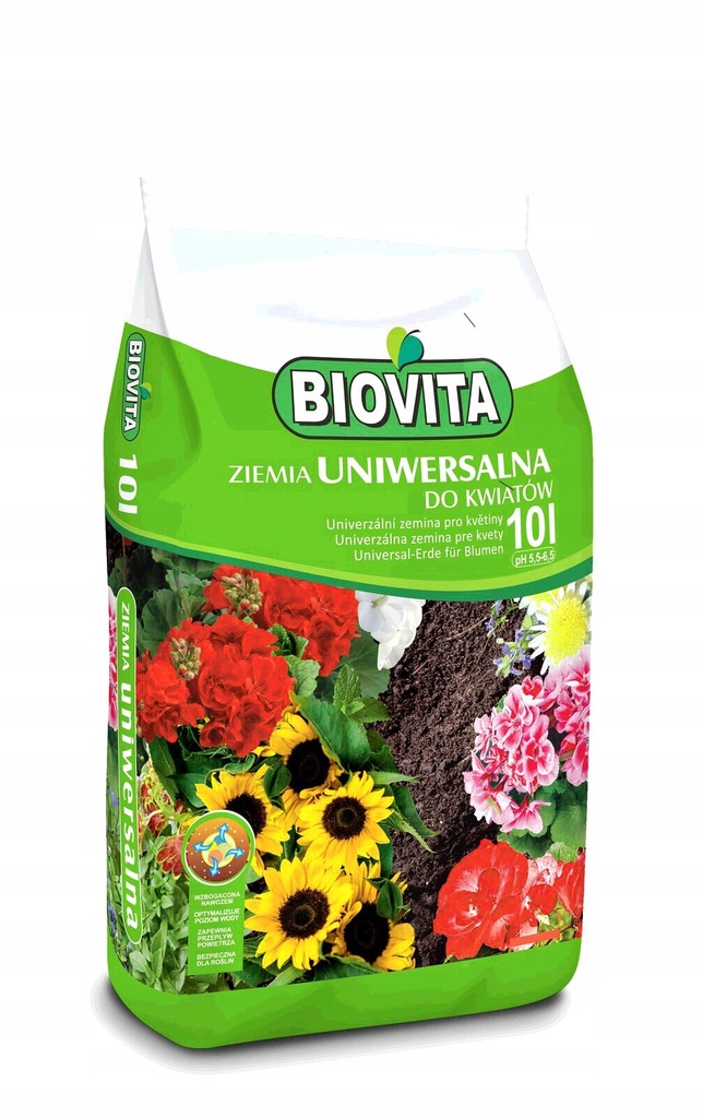 Ziemia uniwersalna do kwiatów 10 litrów pH 5,5-6,5