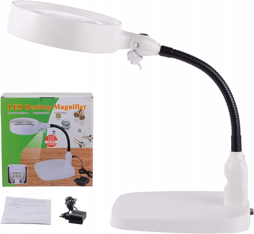 Lampa biurowa LED z lupą 8x