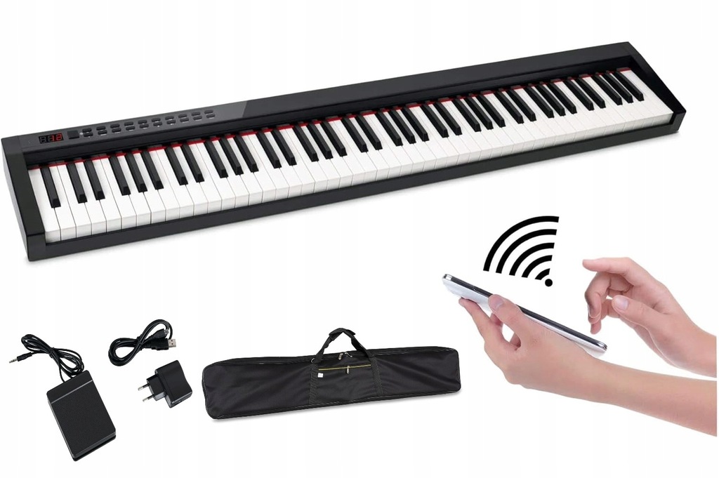 Pianino Cyfrowe 88 Klawiszy Bezprzewodowe Bluetooth Pedał Defekt Wizualny