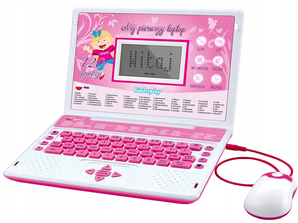 Laptop edukacyjny Kinderplay różowy 120 opcji #dziecko #prezent #święta