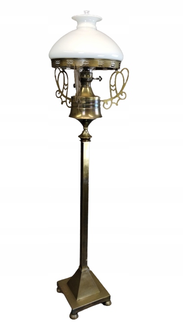 Lampa podłogowa naftowa / elektryczna secesja mosiądz 1900-1920 sprawna