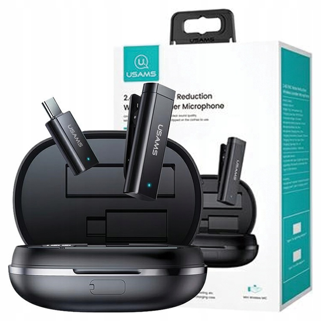 USAMS USAMS ENC 2.4G BEZPRZEWODOWY MIKROFON KLAPOWY USB-C + 2X ADAPTER ZB24