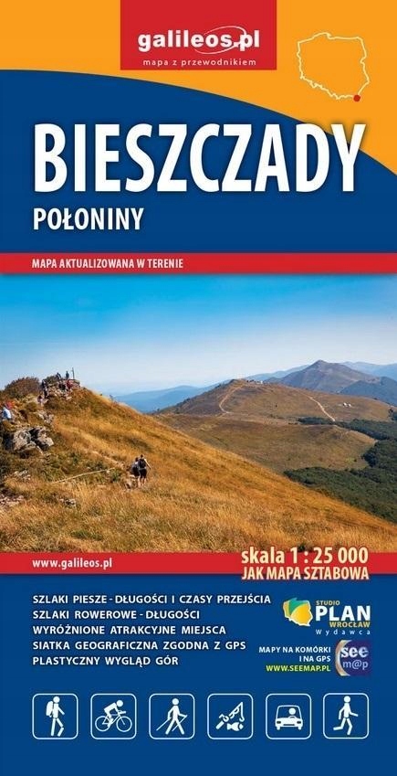 MAPA TURYSTYCZNA BIESZCZADY PO ONINY 1 25 000 13501541369 