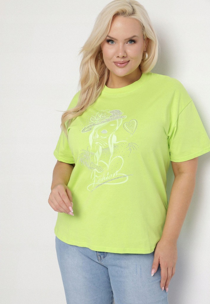 Born2Be Zielony T-shirt damski XL/XXL Cyrkonie