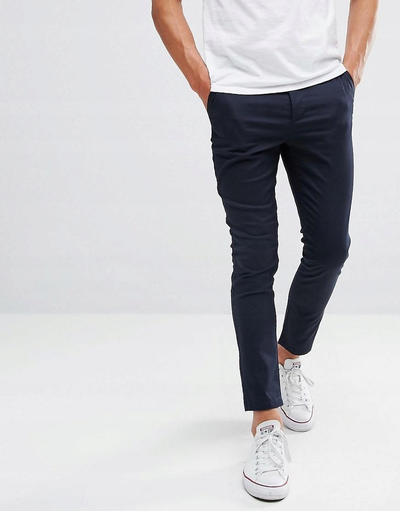 ASOS DESIGN__XDJ GRANATOWE SPODNIE CHINOS__26/30