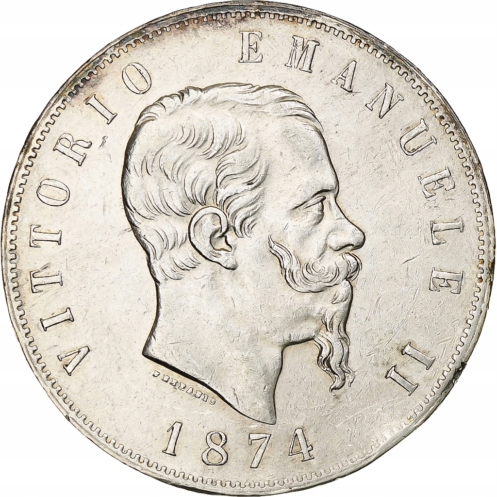 Włochy, Vittorio Emanuele II, 5 Lire, 1874, Milan,
