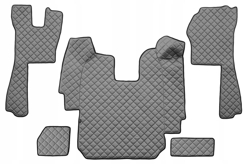 F-CORE Dywaniki podłogowe EKO-Skóra pikowana (5 szt.) Szary na całą podłogę