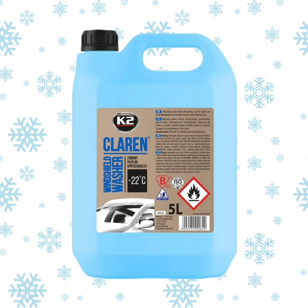 K2 CLAREN -22°C NANO Płyn do spryskiwaczy zimowy 5L