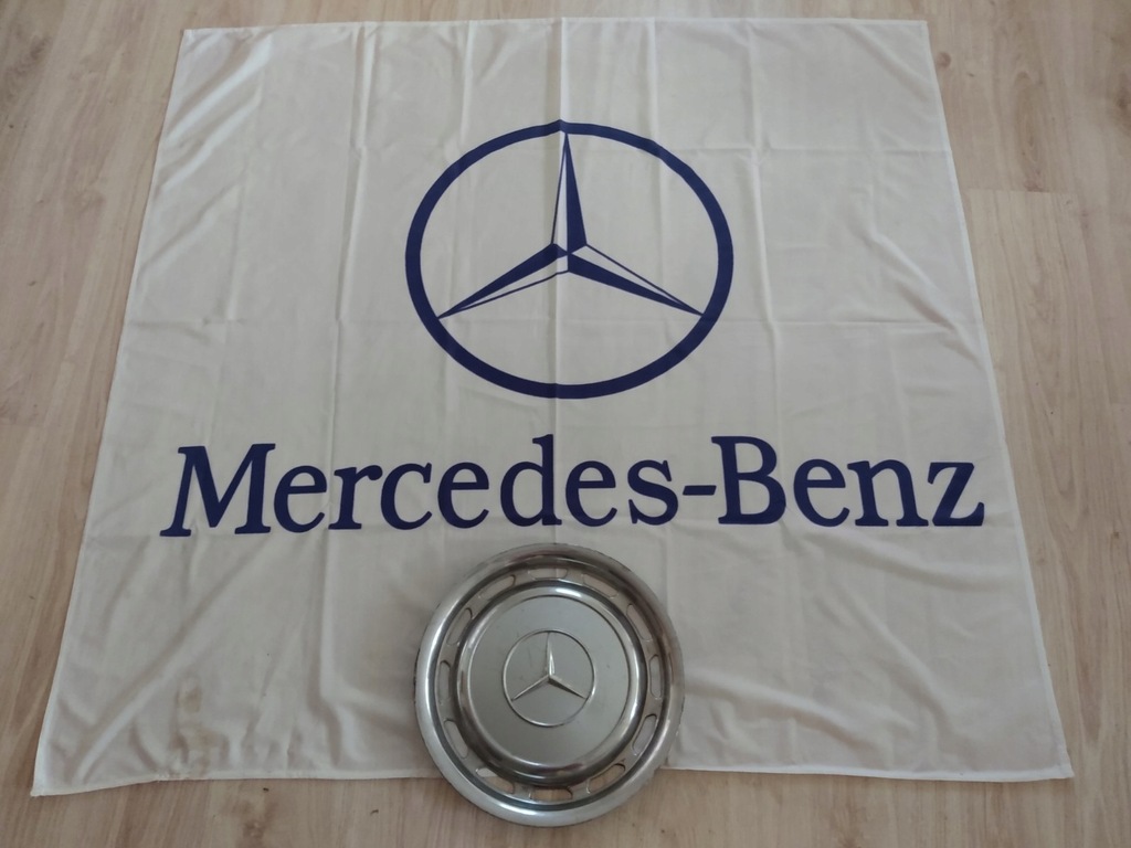 STARA FLAGA MERCEDES-BENZ + KOŁPAK + ZNACZEK