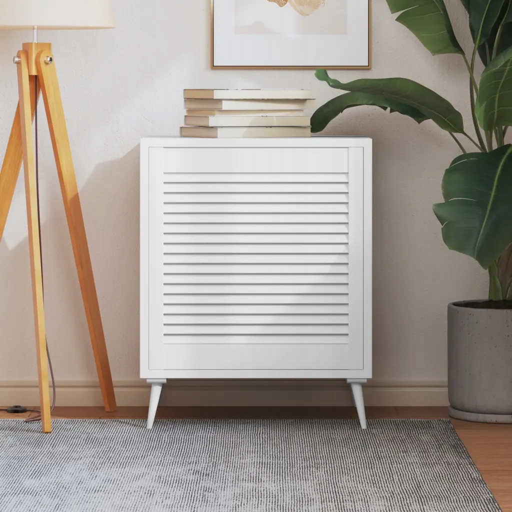 vidaXL Drzwi żaluzjowe do szafki, białe, 61,5x59,4 cm, sosnowe