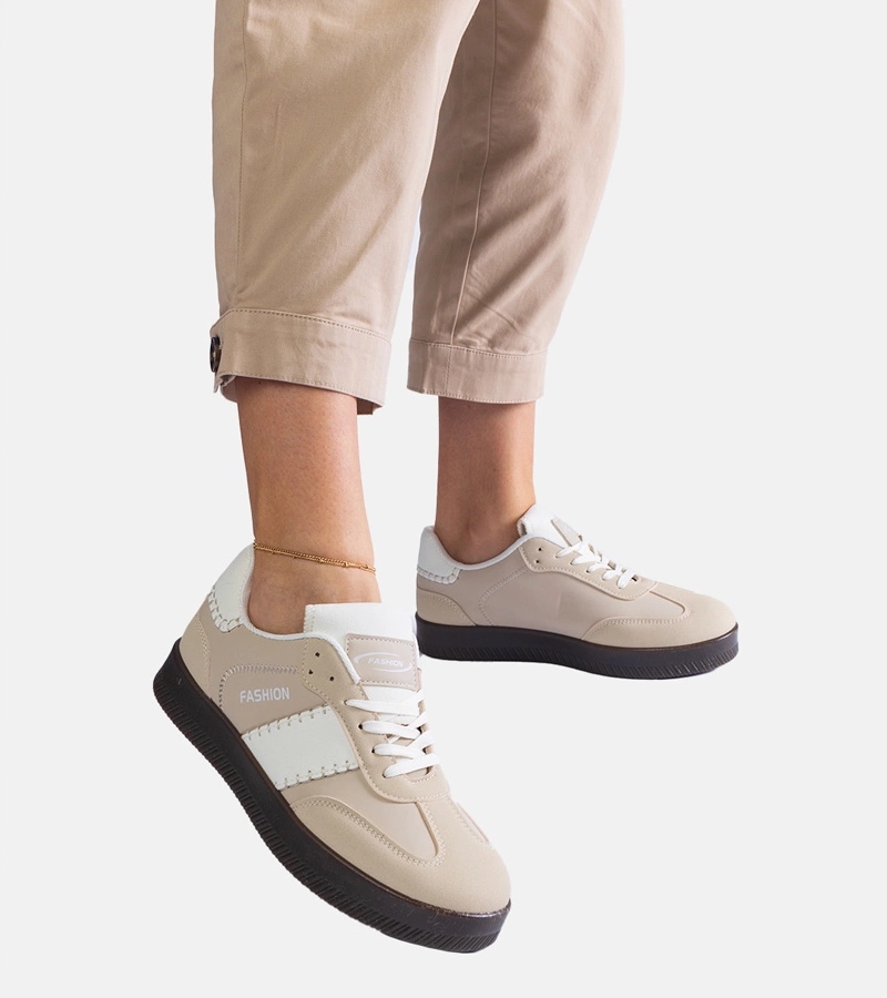 Sportowe buty damskie beżowe sneakersy trampki 31004 rozmiar 37