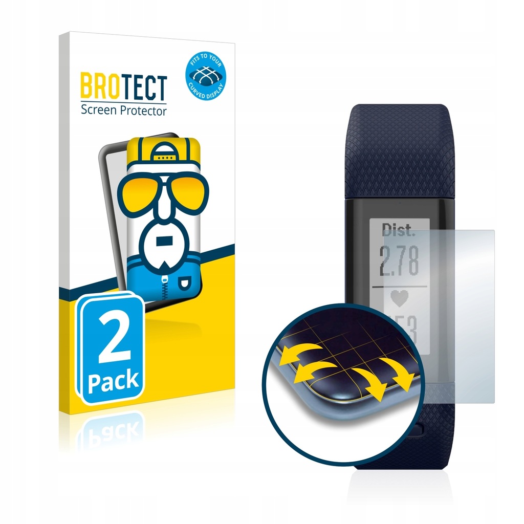 BROTECT Flex Full-Cover Screen Protector for Garmin Vivosmart HR+ (2 Pack)