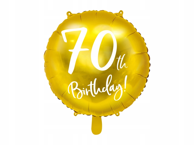 Balon foliowy 70th Birthday złoty okrągły 45 cm