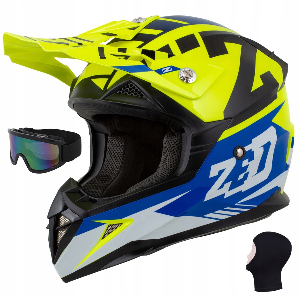 ZED X.1 KASK CROSS MOTOCYKLOWY + GOGLE KOMINIARKA