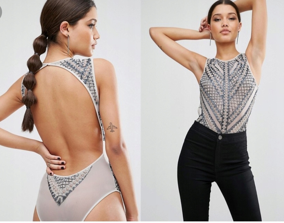 Asos body zdobione koraliki 40