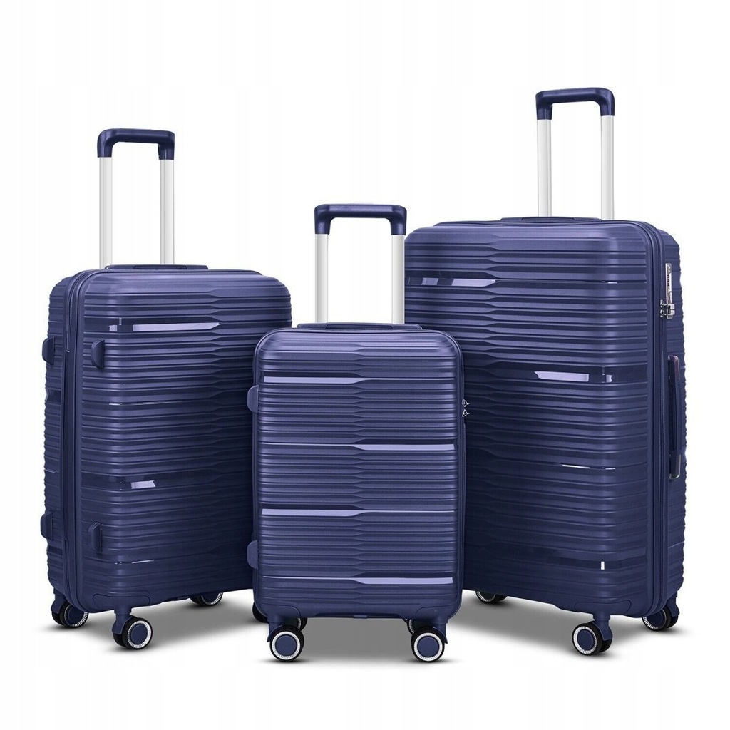 Zestaw walizek podróżnych 3szt Barut Granatowe ABS 4 kółka 360° rączka tele