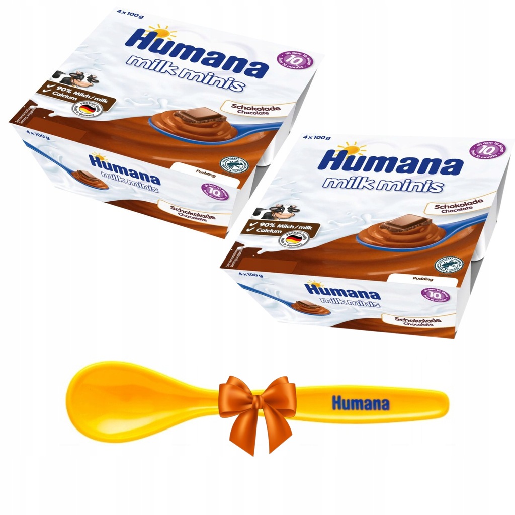 HUMANA Deser mleczny czekoladowy 2x(4x100g)+GRATIS