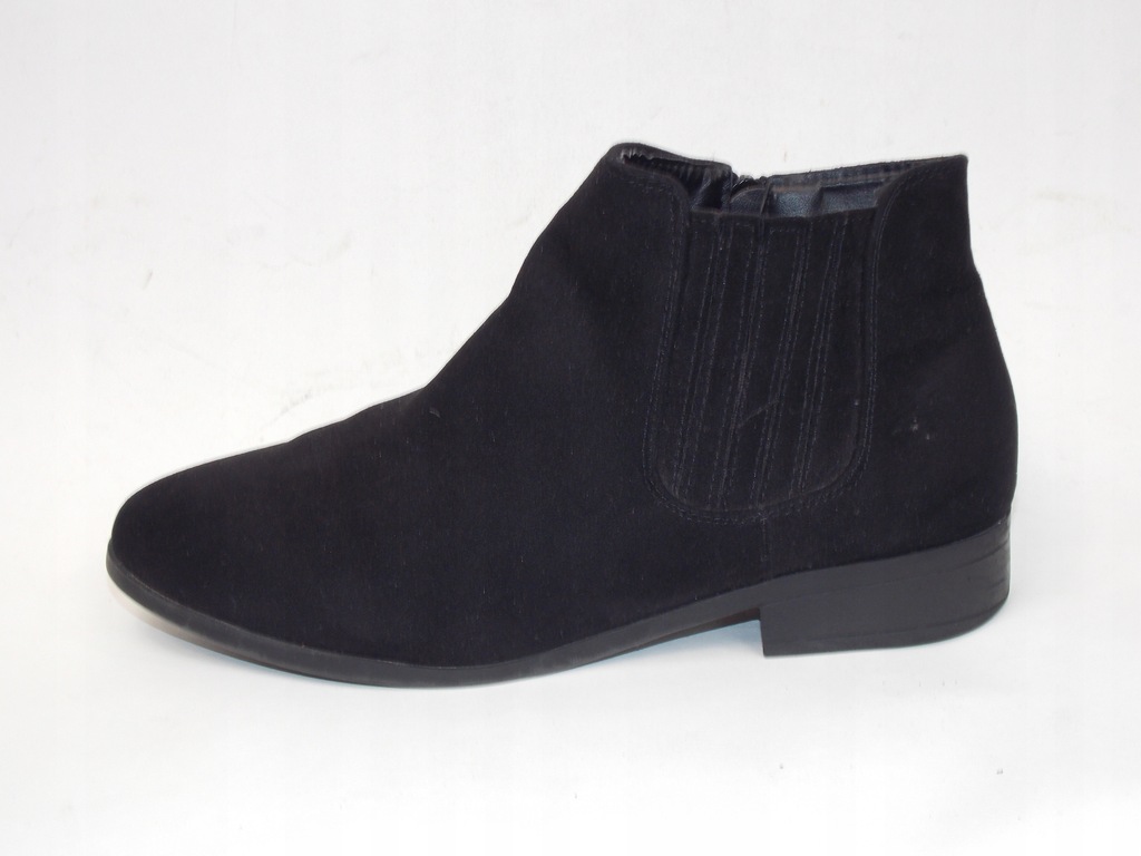 kozaki botki NEW LOOK eleganckie e zamsz czarne 41