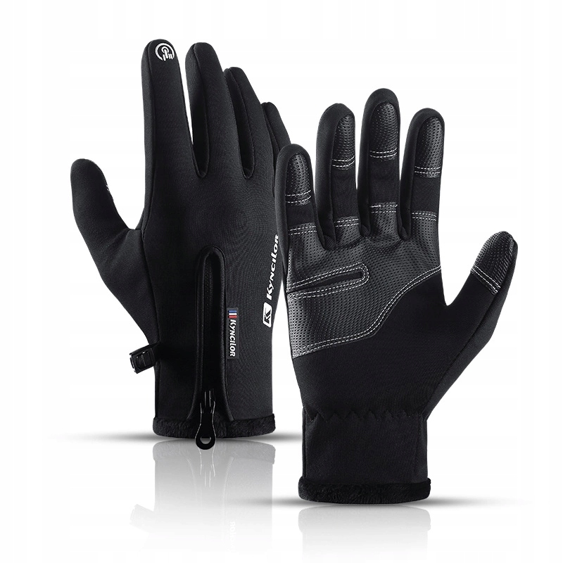 Rękawiczki sportowe do telefonu zimowe (rozmiar M) - czarne