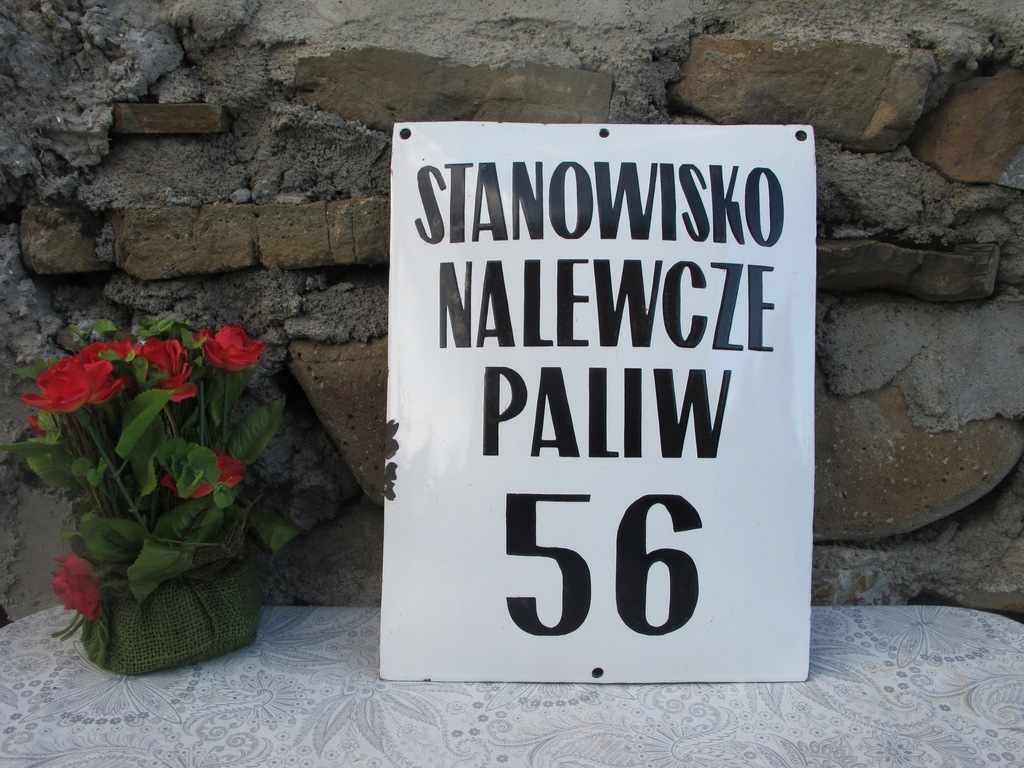 Stara emaliowana tablica_STANOWISKO NALEWCZE PALIW
