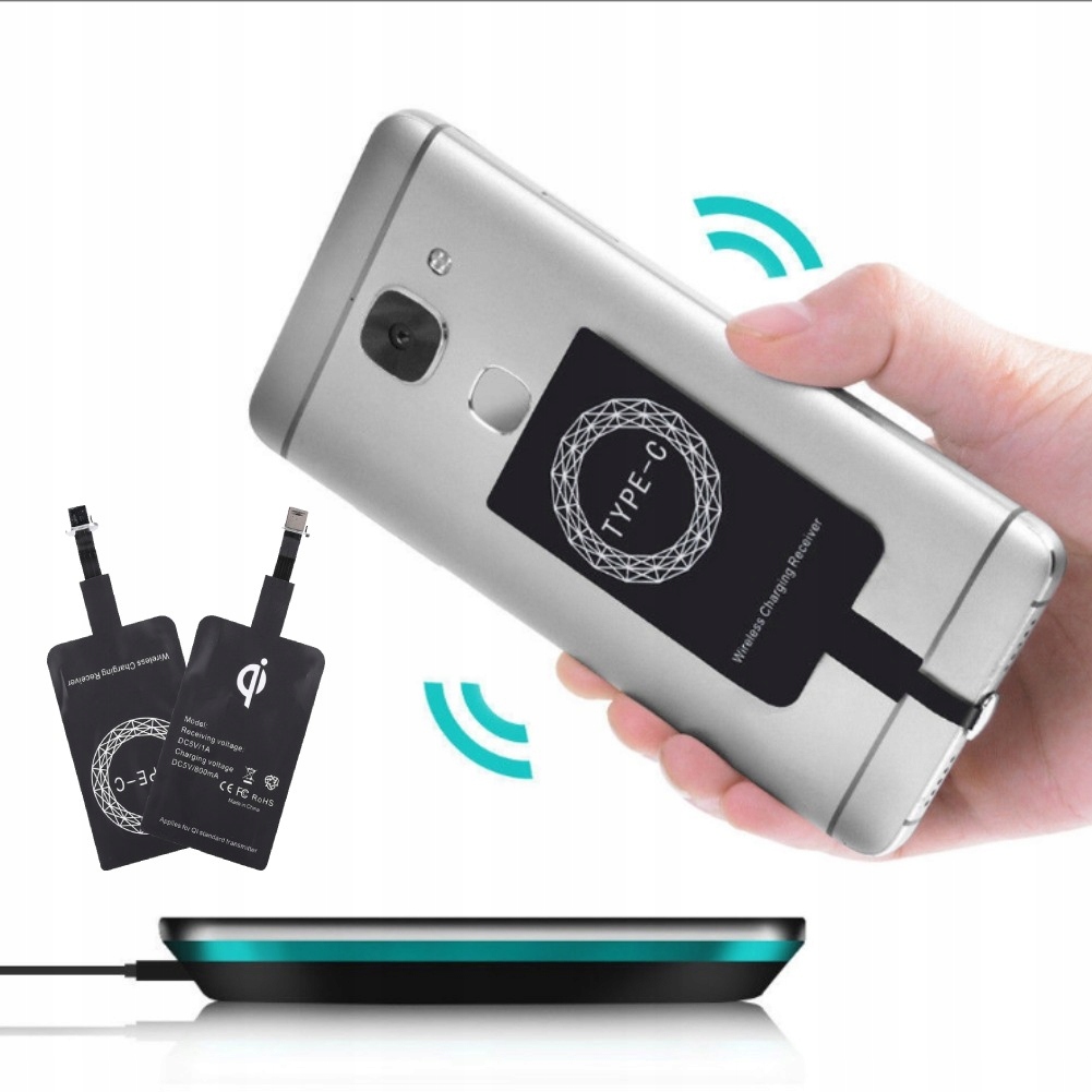 ADAPTER USB-C DO ŁADOWANIA INDUKCYJNEGO BEZPRZEWODOWEGO TELEFONU QI 5V