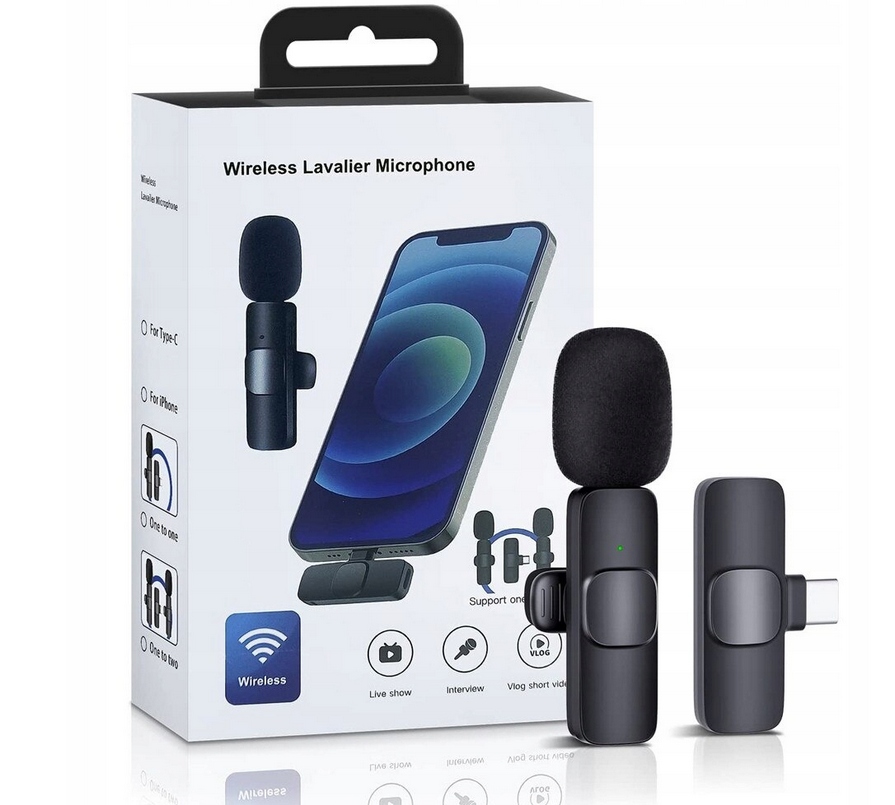 BEZPRZEWODOWY MIKROFON KRAWATOWY LAVALIER DO IPHONE (B3300)