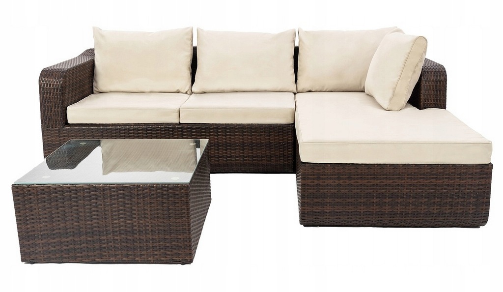 OUTLET MEBLE OGRODOWE RATTAN ZESTAW TARAS NAROŻNIK